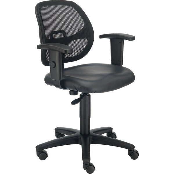 Global Industrial Mesh Back Office Chair with Arms, Vinyl, Black 277436V